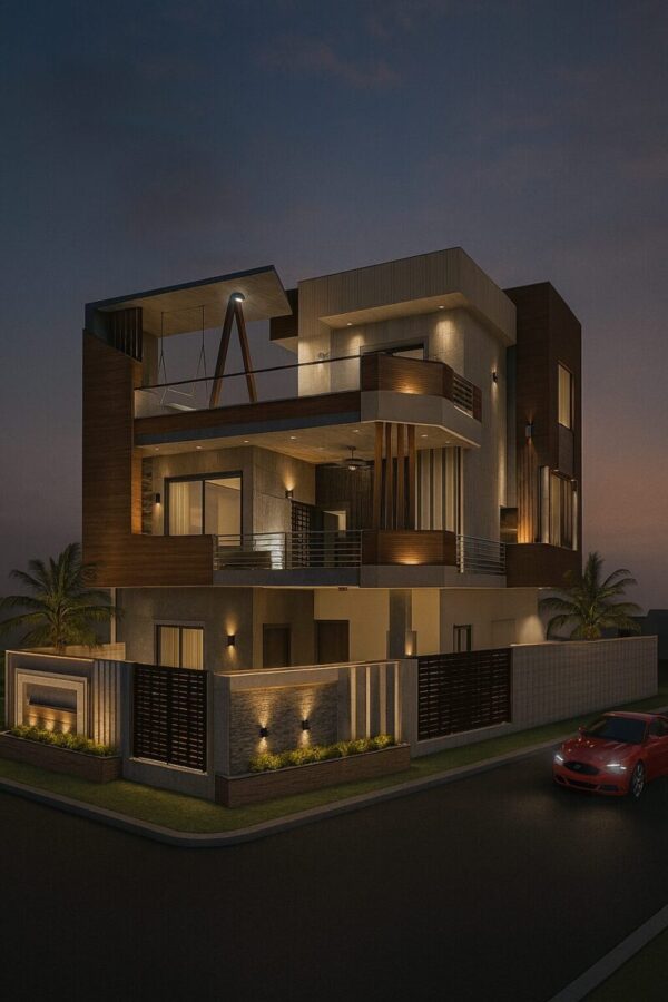 Modern Duplex House Elevation Design – Bhura Kushwaha’s House, Vidisha | DD House